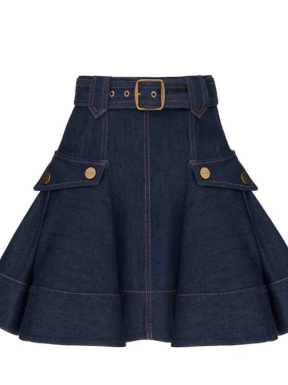 Zimmermann Dark Blue Denim Mini Skirt with Belt - Picture 3 of 3